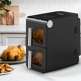 Olsen & Smith Double Stack 2-Drawer Dual Zone 11L Digital Air Fryer – 1700W XL Capacity with Double-Decker Cooking, 13 Preset Modes, Sync & Match Functionality, LED Touch Display, and Viewing Window – Black
