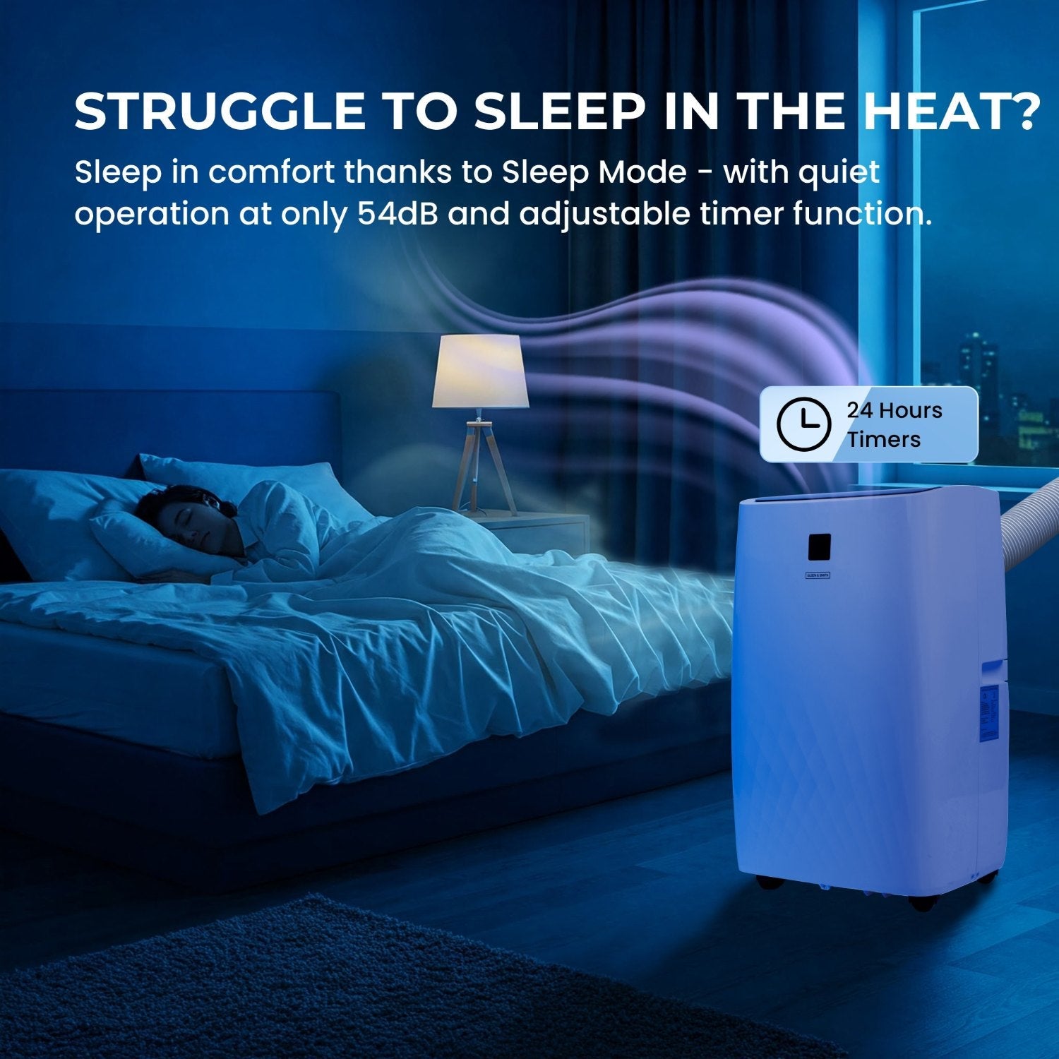 Olsen & Smith 12000 BTU 3-in-1 Paortable Air Conditioning Unit, Air Conditioner AC Air Con Cooler with Cooling, Fan & Dehumidifier Functions, 24H Timer with Window Kit & Remote Control, White