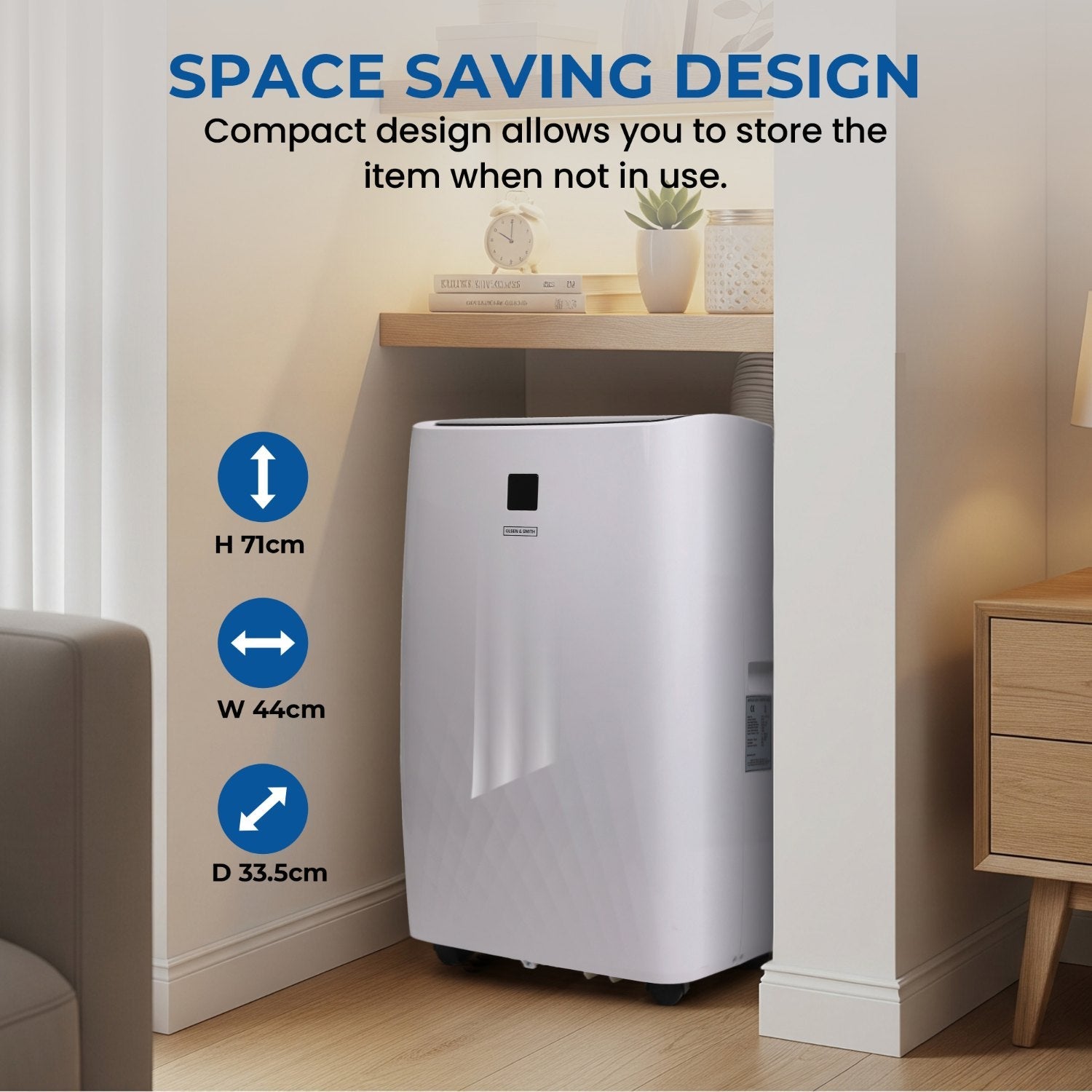 Olsen & Smith 12000 BTU 3-in-1 Paortable Air Conditioning Unit, Air Conditioner AC Air Con Cooler with Cooling, Fan & Dehumidifier Functions, 24H Timer with Window Kit & Remote Control, White