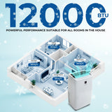 Olsen & Smith 12000 BTU 3-in-1 Paortable Air Conditioning Unit, Air Conditioner AC Air Con Cooler with Cooling, Fan & Dehumidifier Functions, 24H Timer with Window Kit & Remote Control, White