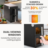 Olsen & Smith Double Stack 2-Drawer Dual Zone 11L Digital Air Fryer – 1700W XL Capacity with Double-Decker Cooking, 13 Preset Modes, Sync & Match Functionality, LED Touch Display, and Viewing Window – Black