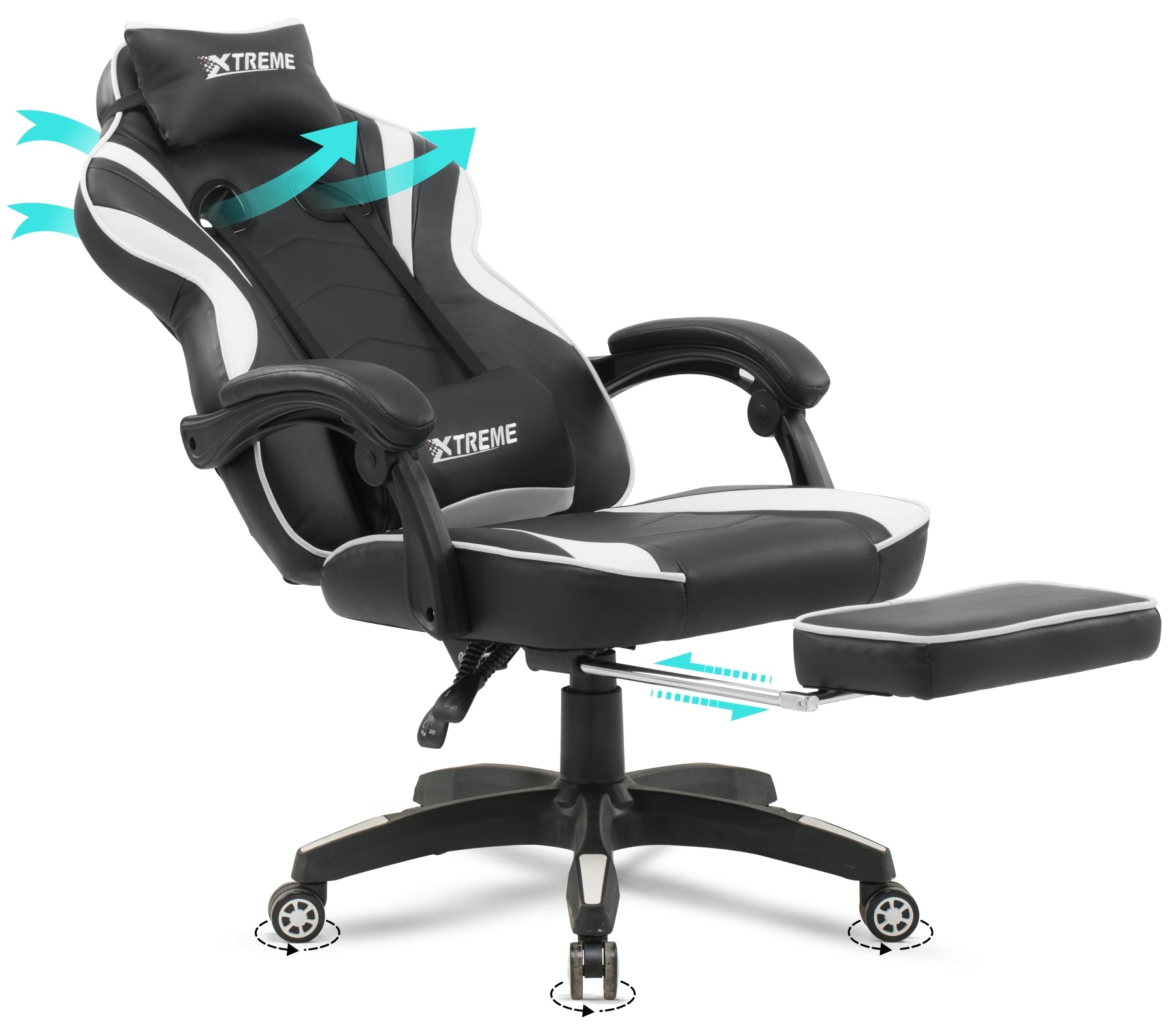 Olsen & Smith XTREME Gaming Chair New and Improved 2025 Model Ergonomic Office Desk PC Computer Recliner Swivel Chair Detachable Padded Head Rest Lumbar Support Cushion & Footrest
