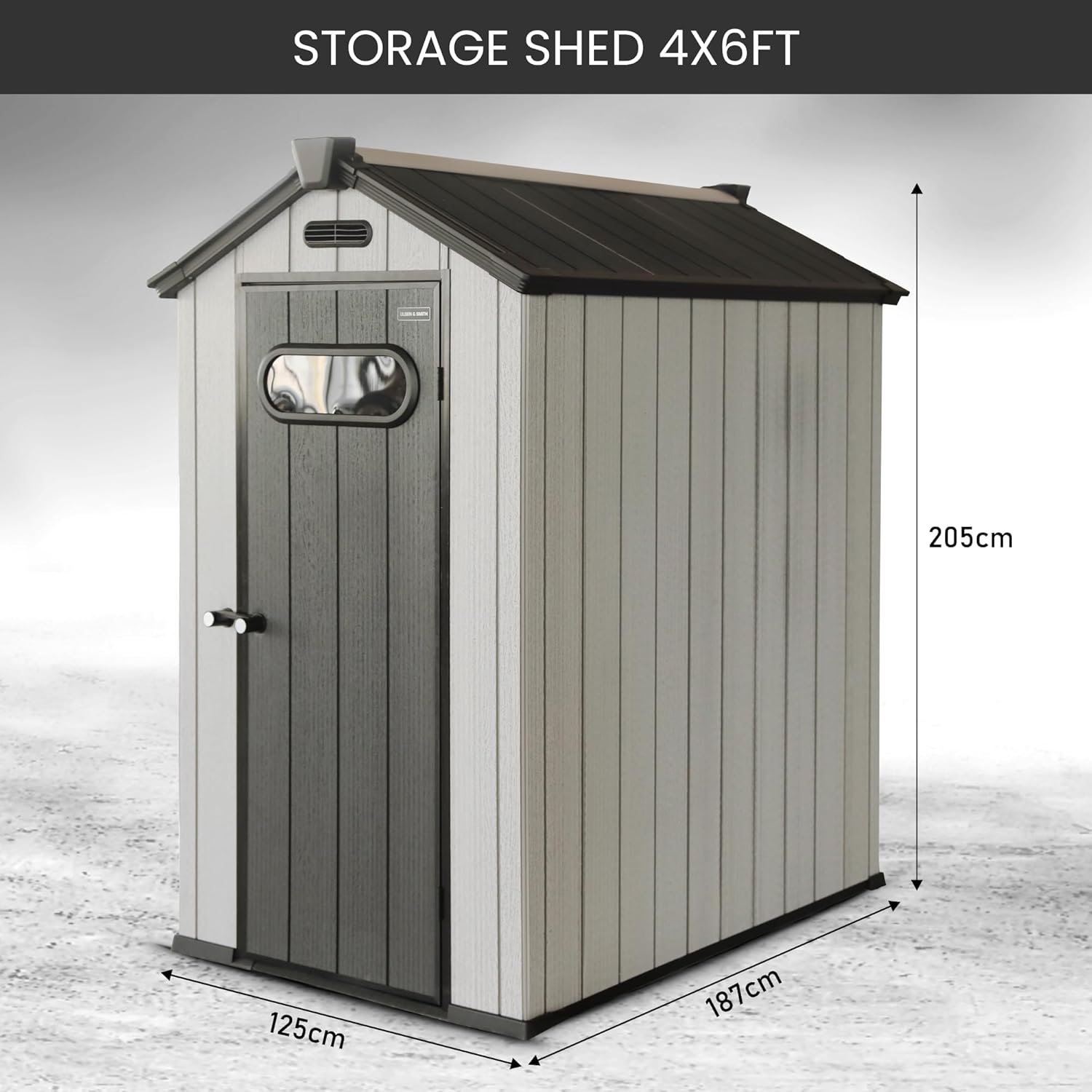 Olsen and Smith Outdoor Garden Storage Shed 4x6 FT With Lockable Door Including Padlock For Garden Tools, Lawnmower, Bikes and more, 125x187x205cm, Beige