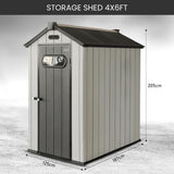 Olsen and Smith Outdoor Garden Storage Shed 4x6 FT With Lockable Door Including Padlock For Garden Tools, Lawnmower, Bikes and more, 125x187x205cm, Beige