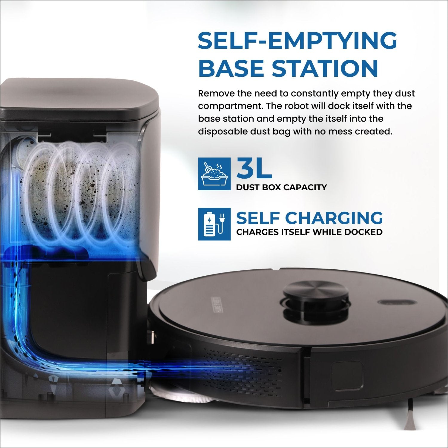 Olsen & Smith Smart Robot Vacuum Cleaner with Mop – 6500Pa Suction, Laser Navigation, Auto Empty, Self-Charging Station, APP & Voice Control – Pet Hair & Hard Floor, Carpet Cleaning