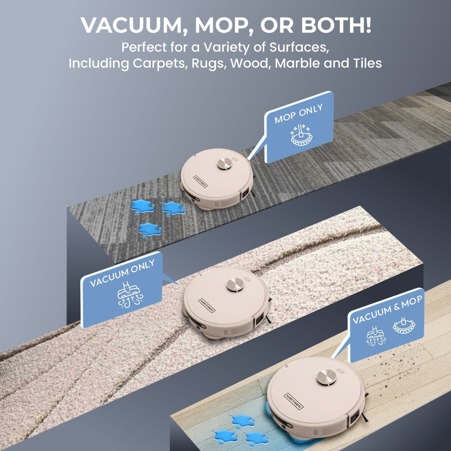 Olsen & Smith Smart Self-Cleaning Robot Vacuum & Mop – 10000Pa Suction, Laser Navigation, Auto Empty & Water Refill, Hot Mop Drying, AI Obstacle Detection, App & Voice Control, 2.5L Self Charging Station