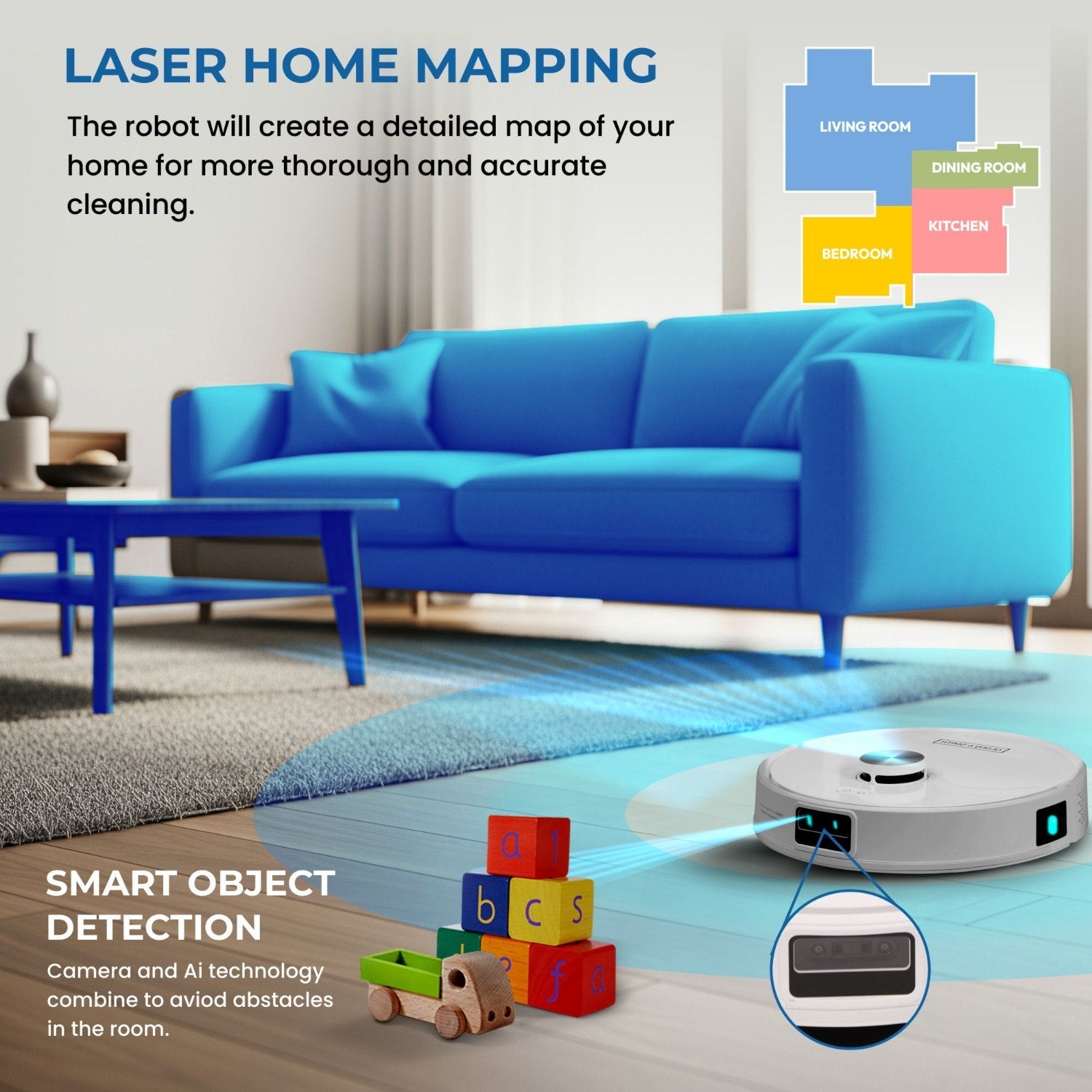 Olsen & Smith Smart Self-Cleaning Robot Vacuum & Mop – 10000Pa Suction, Laser Navigation, Auto Empty & Water Refill, Hot Mop Drying, AI Obstacle Detection, App & Voice Control, 2.5L Self Charging Station