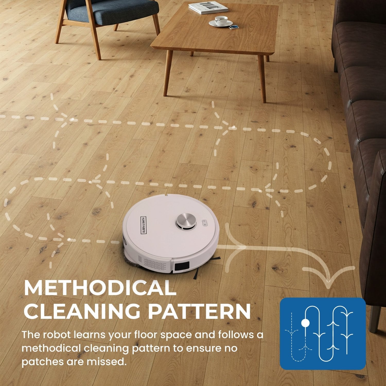 Olsen & Smith Smart Self-Cleaning Robot Vacuum & Mop – 10000Pa Suction, Laser Navigation, Auto Empty & Water Refill, Hot Mop Drying, AI Obstacle Detection, App & Voice Control, 2.5L Self Charging Station