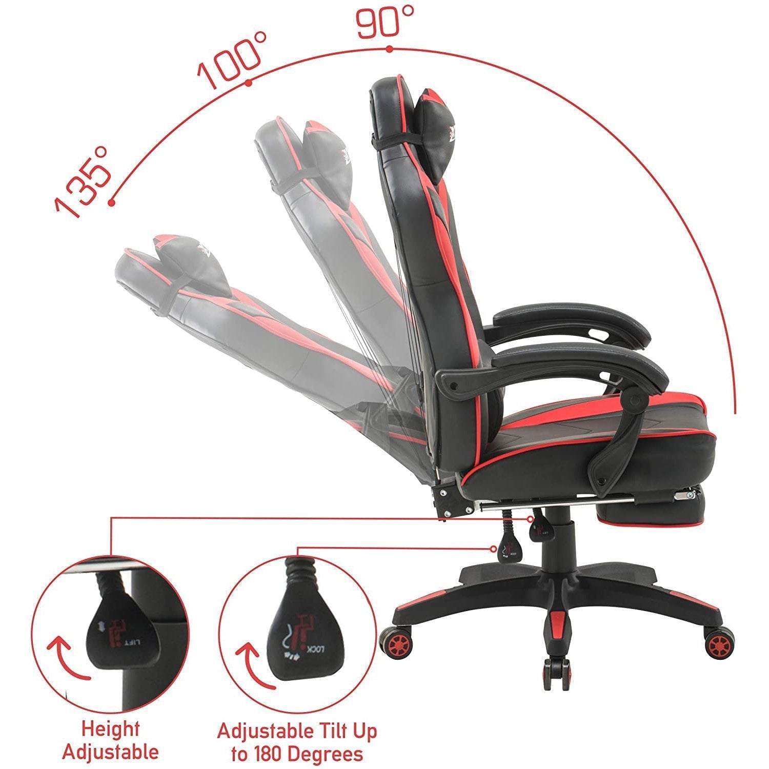Olsen & Smith XTREME Gaming Chair New and Improved 2021 Model Ergonomic Office Desk PC Computer Recliner Swivel Chair Detachable Padded Head Rest Lumbar Support Cushion & Footrest - Packed Direct UK