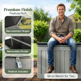 Olsen & Smith XXL Extra-Large Weatherproof Garden Storage Box Bench – Outdoor Plastic Shed for Cushions, Tools & Garden Storage