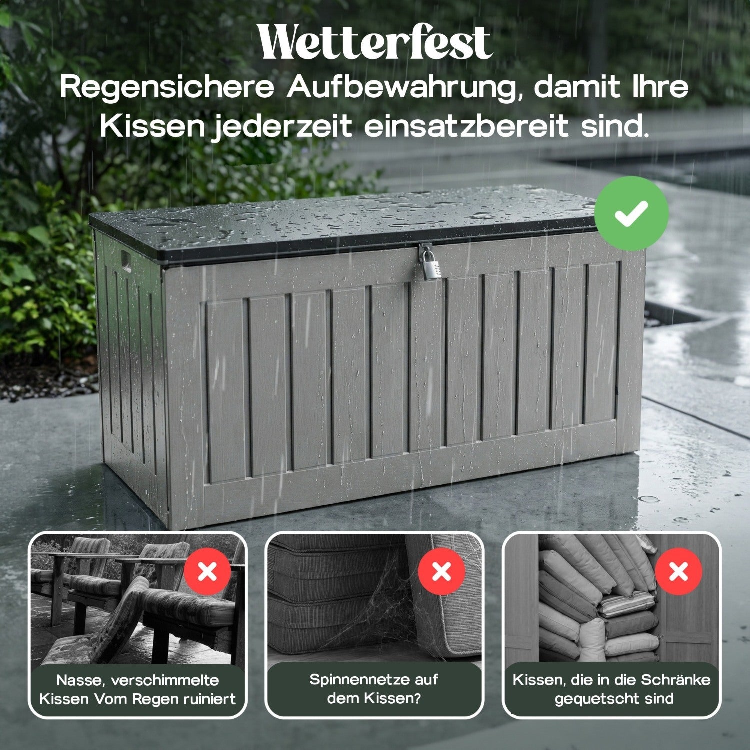 garten kiste aufbewahrung Olsen & Smith 830L Extra große Garten-Aufbewahrungsbox – Wetterfest, A