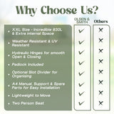 Olsen & Smith XXL Extra-Large Weatherproof Garden Storage Box Bench – Outdoor Plastic Shed for Cushions, Tools & Garden Storage