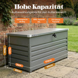 Olsen & Smith 1000L Große Metall-Aufbewahrungsbox – Abschließbare XXL-Gartenbox für den Außenbereich, Wetterfest, mit Gasdruckfeder – Für Sitzkissen, Werkzeuge & Gartenmöbel - Anthrazit