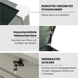 Olsen & Smith 1000L Große Metall-Aufbewahrungsbox – Abschließbare XXL-Gartenbox für den Außenbereich, Wetterfest, mit Gasdruckfeder – Für Sitzkissen, Werkzeuge & Gartenmöbel - Anthrazit