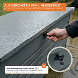Olsen & Smith 1000L Große Metall-Aufbewahrungsbox – Abschließbare XXL-Gartenbox für den Außenbereich, Wetterfest, mit Gasdruckfeder – Für Sitzkissen, Werkzeuge & Gartenmöbel - Anthrazit