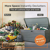 Olsen & Smith 1000L XXL Waterproof Metal Garden Storage Box – Lockable Gas Lift Outdoor Storage – Cushions, Tools & Patio Furniture – Anthracite