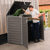 Olsen & Smith MASSIVE Capacity 1170 Outdoor Garden Storage Box Plastic Shed Garbage - Weatherproof with Wood Effect (1170 Litre)