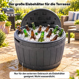 Olsen & Smith 127L Garten-Aufbewahrungsbox in Fassform & Sitzgelegenheit – Runder Terrassentisch, abnehmbarer Deckel, abschließbar, 100 kg Sitzbelastung, 100 % recycelter Kunststoff, Anthrazit