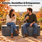 Olsen & Smith 127L Garten-Aufbewahrungsbox in Fassform & Sitzgelegenheit – Runder Terrassentisch, abnehmbarer Deckel, abschließbar, 100 kg Sitzbelastung, 100 % recycelter Kunststoff, Anthrazit