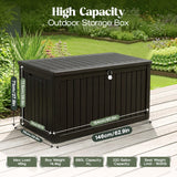 Olsen & Smith 680L Large Outdoor Garden Storage Box – Weather-Resistant Heavy-Duty Plastic Storage Chest with Padlock, Wood-Effect Finish & Gas Lift Lid for Cushions, Tools & Toys (Anthracite Black)