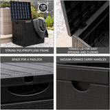 Olsen & Smith Lockable Outdoor Garden Plastic Storage Box Container Chest Lawn Balcony Furniture, Weather Resistant, Wood Panel Effect (126L)