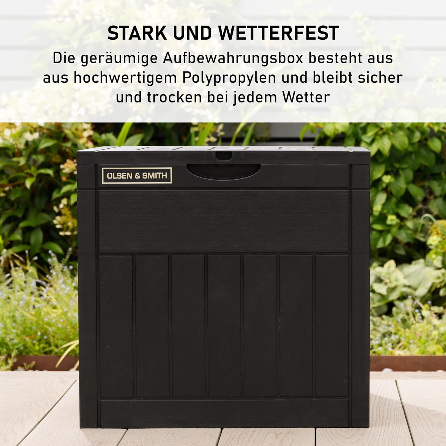 aufbewahrung aussenbereich Olsen & Smith Gartenbox 126L – Wetterfest, Abschließbar & Kompakte Auf