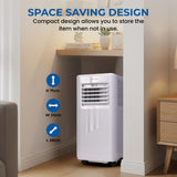 Olsen & Smith 7000 BTU 3-in-1 Portable Air Conditioning Unit, Air Conditioner AC Air Con Cooler with Cooling, Fan & Dehumidifier Functions, 24H Timer with Window Kit & Remote Control, White [Energy Class A]