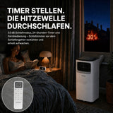 Olsen & Smith Mobile Klimaanlage 9000 BTU – 3-in-1 Klimagerät mit Luftentfeuchter & Ventilator, Abluftschlauch, Fernbedienung, 24h-Timer, Fenster-Set für Räume bis 20 m², Weiß