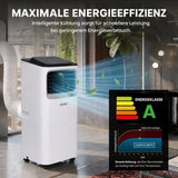 Olsen & Smith Mobile Klimaanlage 9000 BTU – 3-in-1 Klimagerät mit Luftentfeuchter & Ventilator, Abluftschlauch, Fernbedienung, 24h-Timer, Fenster-Set für Räume bis 20 m², Weiß