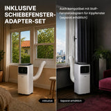 Olsen & Smith Mobile Klimaanlage 9000 BTU – 3-in-1 Klimagerät mit Luftentfeuchter & Ventilator, Abluftschlauch, Fernbedienung, 24h-Timer, Fenster-Set für Räume bis 20 m², Weiß