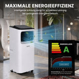 Olsen & Smith Mobile Klimaanlage 7000 BTU – 3-in-1 Klimagerät mit Luftentfeuchter & Ventilator, Abluftschlauch, Fernbedienung, 24h-Timer, Fenster-Set für Räume bis 18 m², Weiß