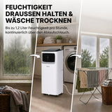 Olsen & Smith Mobile Klimaanlage 7000 BTU – 3-in-1 Klimagerät mit Luftentfeuchter & Ventilator, Abluftschlauch, Fernbedienung, 24h-Timer, Fenster-Set für Räume bis 18 m², Weiß