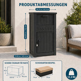 Olsen & Smith Outdoor-Paketbox – Sicherer abschließbarer Paketbriefkasten mit diebstahlsicherem Einwurfschlitz, 90-l-Fach, Zahlenschloss, recyceltem Polypropylen, wetterfestem freistehendem Design (Anthrazit)