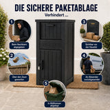 Olsen & Smith Outdoor-Paketbox – Sicherer abschließbarer Paketbriefkasten mit diebstahlsicherem Einwurfschlitz, 90-l-Fach, Zahlenschloss, recyceltem Polypropylen, wetterfestem freistehendem Design (Anthrazit)