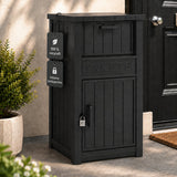 Olsen & Smith Outdoor-Paketbox – Sicherer abschließbarer Paketbriefkasten mit diebstahlsicherem Einwurfschlitz, 90-l-Fach, Zahlenschloss, recyceltem Polypropylen, wetterfestem freistehendem Design (Anthrazit)