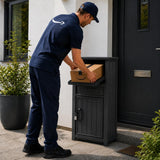 Olsen & Smith Outdoor-Paketbox – Sicherer abschließbarer Paketbriefkasten mit diebstahlsicherem Einwurfschlitz, 90-l-Fach, Zahlenschloss, recyceltem Polypropylen, wetterfestem freistehendem Design (Anthrazit)