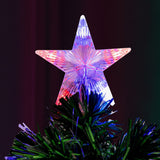 Olsen & Smith 5ft Fibre Optic Christmas Tree – Artificial Pre Lit Xmas Tree with Multicolour LED Lights, Star Tree Topper, 170 Branch Tips & Metal Stand for Home Décor