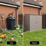 Olsen & Smith 1170L Extra Große Garten-Aufbewahrungsbox – Wetterfest, Abschließbar & Holzoptik-Design