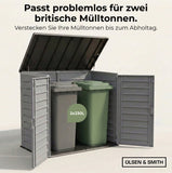 Olsen & Smith 1170L Extra Große Garten-Aufbewahrungsbox – Wetterfest, Abschließbar & Holzoptik-Design