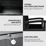 Olsen & Smith 265L Outdoor Garden Storage Bench – Weather-Resistant Rattan Effect Plastic Seat with Lockable Storage Box, Patio Furniture Chest for Tools, Cushions & Toys – Black