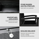 Olsen & Smith 265L Garten-Aufbewahrungsbank für draußen – Wetterfeste Sitzbank aus Kunststoff in Rattanoptik mit abschließbarer Aufbewahrungsbox, Gartenmöbel-Truhe für Werkzeuge, Kissen & Spielzeug – Schwarz
