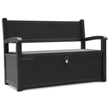 Olsen & Smith 265L Outdoor Garden Storage Bench – Weather-Resistant Rattan Effect Plastic Seat with Lockable Storage Box, Patio Furniture Chest for Tools, Cushions & Toys – Black