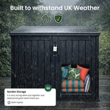 Olsen & Smith 775L Outdoor Garden Storage Box Plastic Shed - Weatherproof with Wood Effect Garden Storage Box – Large Outdoor Plastic Shed for Cushions