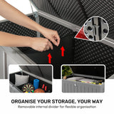 Olsen & Smith XXL Extra-Large Weatherproof Garden Storage Box Bench – Outdoor Plastic Shed for Cushions, Tools & Garden Storage