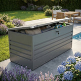 Olsen & Smith 1000L XXL Waterproof Metal Garden Storage Box – Lockable Gas Lift Outdoor Storage – Cushions, Tools & Patio Furniture – Anthracite