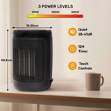 Olsen & Smith 1800W Smart Ceramic Space Heater – Portable Electric Tabletop Heater with WiFi App Control, Thermostat, ECO Mode, Timer & Safety Features (Indoor Use)