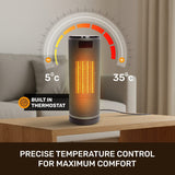 Olsen & Smith 1800W Smart Ceramic Space Heater – Oscillating Portable Electric Heater with Remote Control, WiFi App, Thermostat, ECO Mode, Timer & Safety Features for Indoor Room Heating