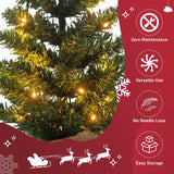 Olsen & Smith 50cm (20in) Pre-Lit Mini Christmas Tree – Battery Operated Artificial Pine Tabletop Xmas Tree with 30 Warm LED Lights, 8 Light Modes & Sack Cloth Base – Perfect for Home, Office & Desk Decoration
