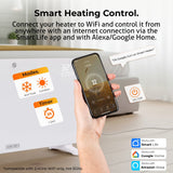Smart heating control system with smartphone app and text on a white background