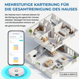 Olsen & Smith Saug- und Wischroboter 10000Pa – Selbstreinigend mit automatischer Entleerung & Wasserauffüllung, Laser-Navigation, KI-Hinderniserkennung, App & Alexa Steuerung, 2,5L Basisstation